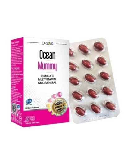Ocean Mummy Omega 3, Vitamin Ve Mineral İçeren Takviye Edici Gıda 30 Kapsül - Orzax