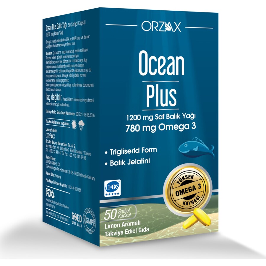 Ocean Plus Balık Yağı 1200mg 50 Kapsül - 1