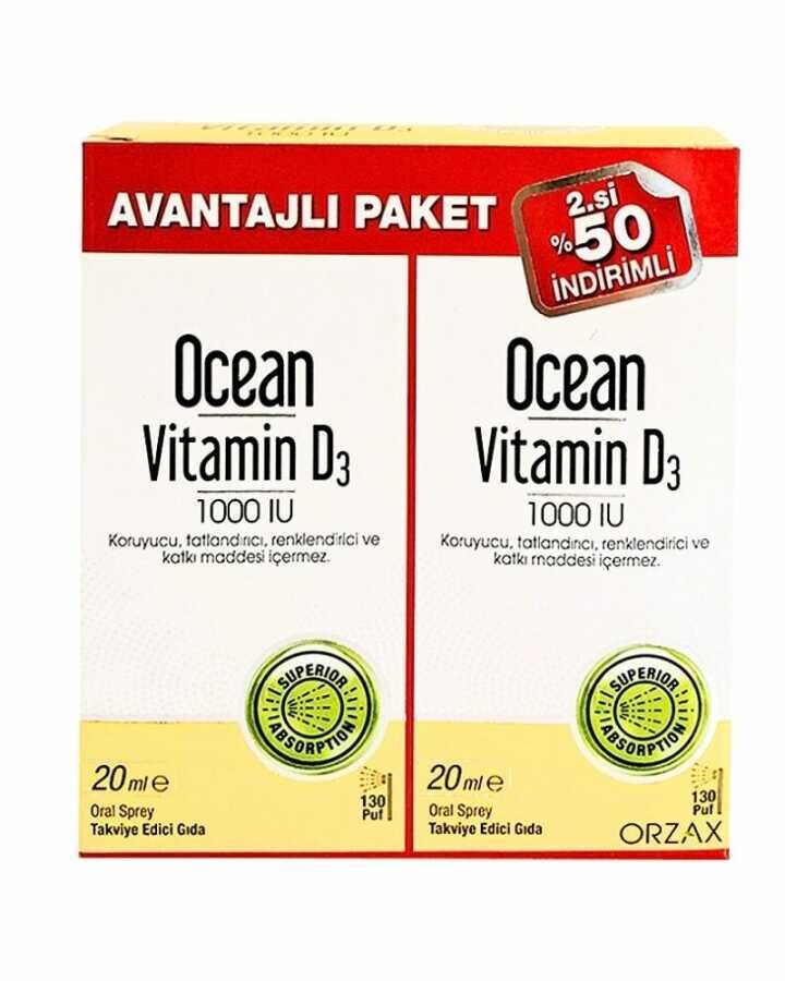 Ocean Vitamin D3 1000 IU 20 ml Sprey 2'li Avantajlı Paket - 1
