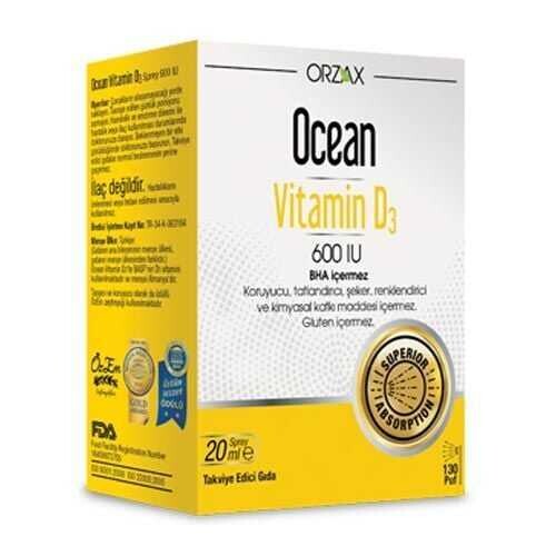 Ocean Vitamin D3 600 IU Sprey 20ml - Orzax
