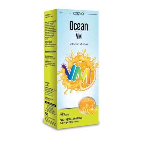 Ocean Vitamin Mineral Şurup 150ml şişe - Portakal Aromalı 150ml - Orzax
