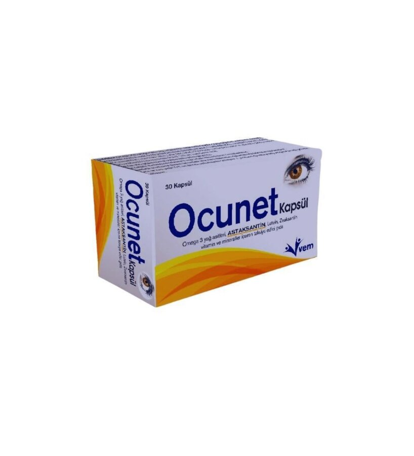 Ocunet Omega3, Astaksantin, Lutein, Zeaksantin, Vitamin ve Mineraller İçeren Takviye Edici Gıda 30 Kapsül - 1