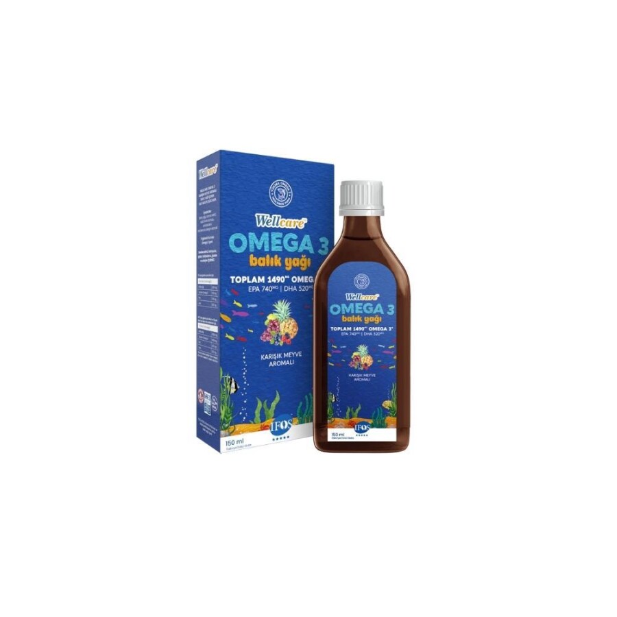 Omega 3 Karışık Meyve Aromalı Balık Yağı Takviye Edici Gıda 150ml - 1