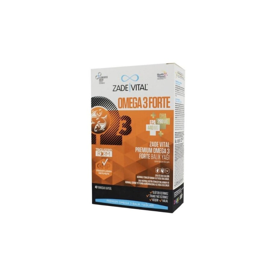 Omega3 Forte Balık Yağı İçeren Takviye Edici Gıda 40 Yumuşak Kapsül - 1