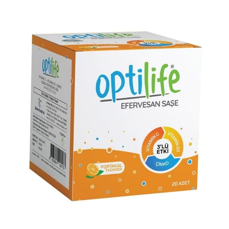 Optilife Vitamin C D3 Çinko Efervesan 20 Saşe - 1