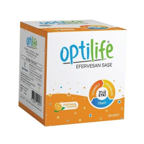 Optilife Vitamin C D3 Çinko Efervesan 20 Saşe - Santasya