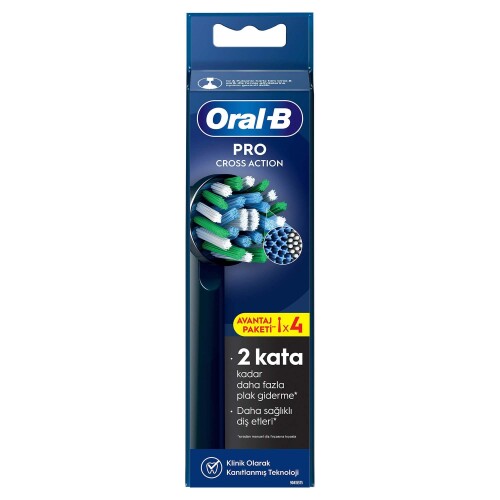 Oral-B Cross Action 4'lü Yedek Başlık Siyah - Oral-B