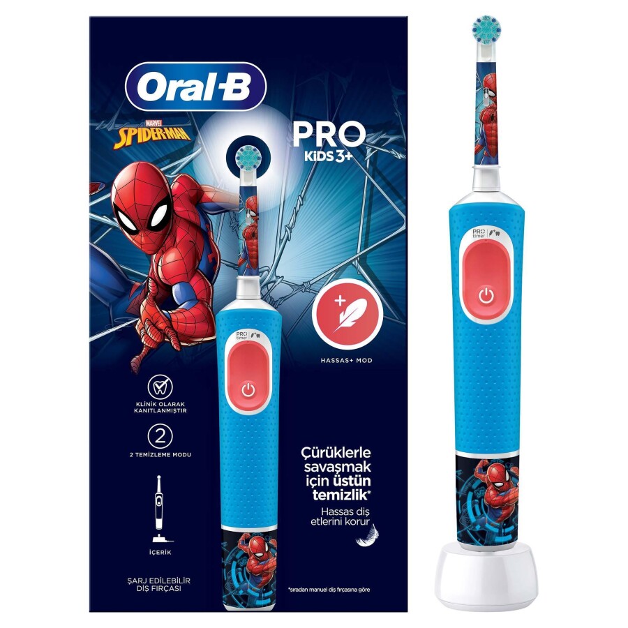 Oral B D103 Vitality Pro Spiderman Özel Seri Çocuklar İçin Şarj Edilebilir Diş Fırças - 1