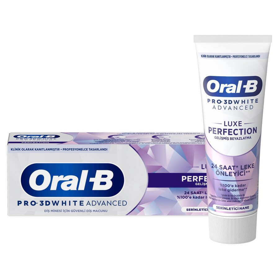 Oral-B Pro-3D White Advanced Luxe Perfection Serinletici Nane Diş Macunu 75ml - 1