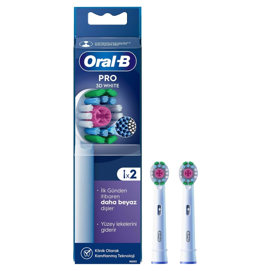 Oral-B Pro 3D White X-Filament Şarjlı Diş Fırçası Yedek Başlığı 2 Adet - 1