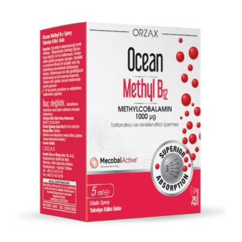Orzax Ocean 1000 mg Methyl Cobalamin B12 Sprey 5 ml - Orzax
