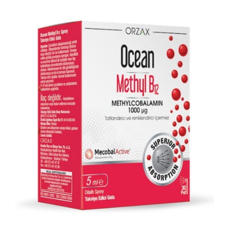 Orzax Ocean 1000 mg Methyl Cobalamin B12 Sprey 5 ml - 1
