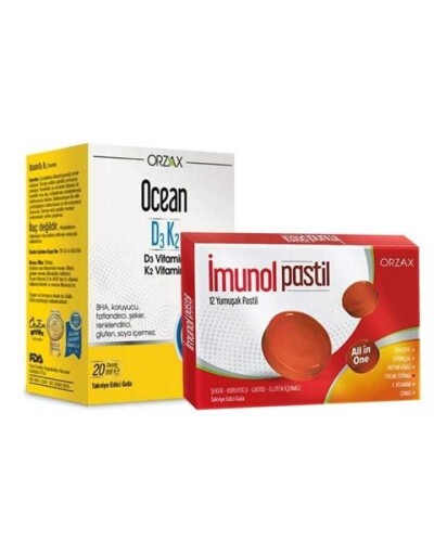 Orzax Ocean D3K2 Vitamin Damla 20 ml + İmunol Pastil Hediye 