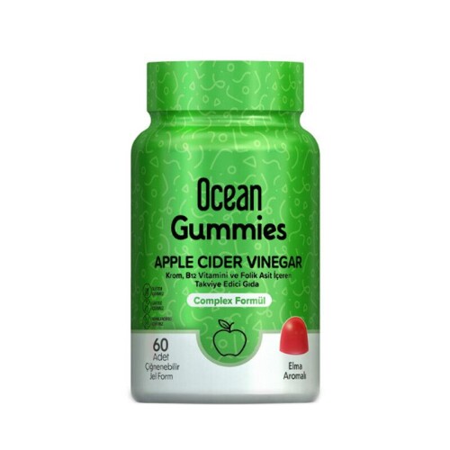 Orzax Ocean Gummies Apple Cider Vinegar Takviye Edici Gıda 60 Adet Çiğnenebilir Form - Orzax