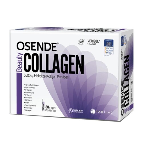 Osende Beauty Collagen 5500mg Hidrolize Kolajen Peptitleri Tropikal Meyve&Limon Aromalı 30Shotx40ml - Tab İlaç