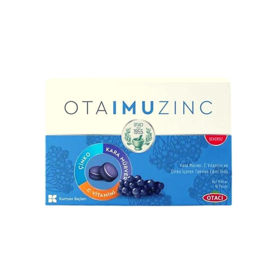 OTAIMUZINC Kara Mürver, C Vitamini Ve Çinko İçeren Takviye Edici Gıda 16 Pastil - 1