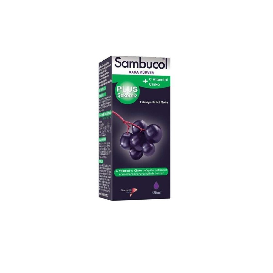 Plus Şekersiz C Vitamini + Çinko İçeren Kara Mürver Ekstreli Takviye Edici Gıda 120 ml - 1