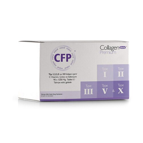 Premium 5 Tip Kolajen,C Vitamini ve Mineral İçeren Takviye Gıda 1200 mg 90 Tablet - Collagen Forte