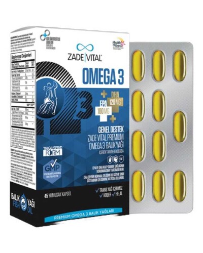 Premium Omega 3 Genel Destek Balık Yağı 45 Yumuşak Kapsül 
