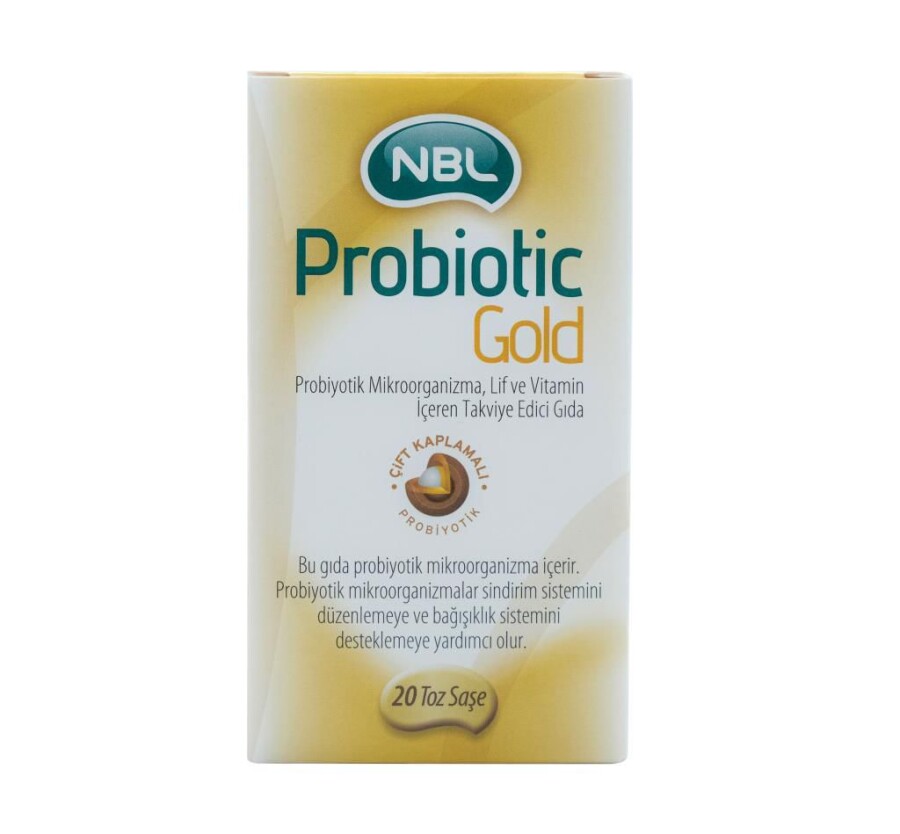 Probiotic Gold Probiyotik, Lif ve Vitamin İçeren Takviye Edici Gıda 20 Toz Saşe - 1
