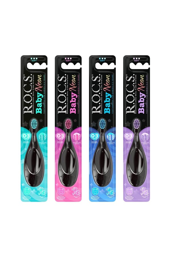 Rocs Baby Neon 0-3 Yaş Çocuk Diş Fırçası - 1