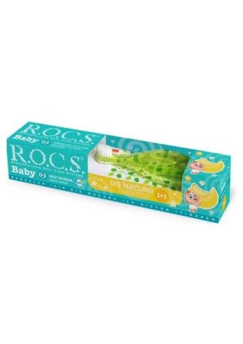 Rocs Muz Tadında Bebek Diş Macunu + Fırça Seti - R.O.C.S.