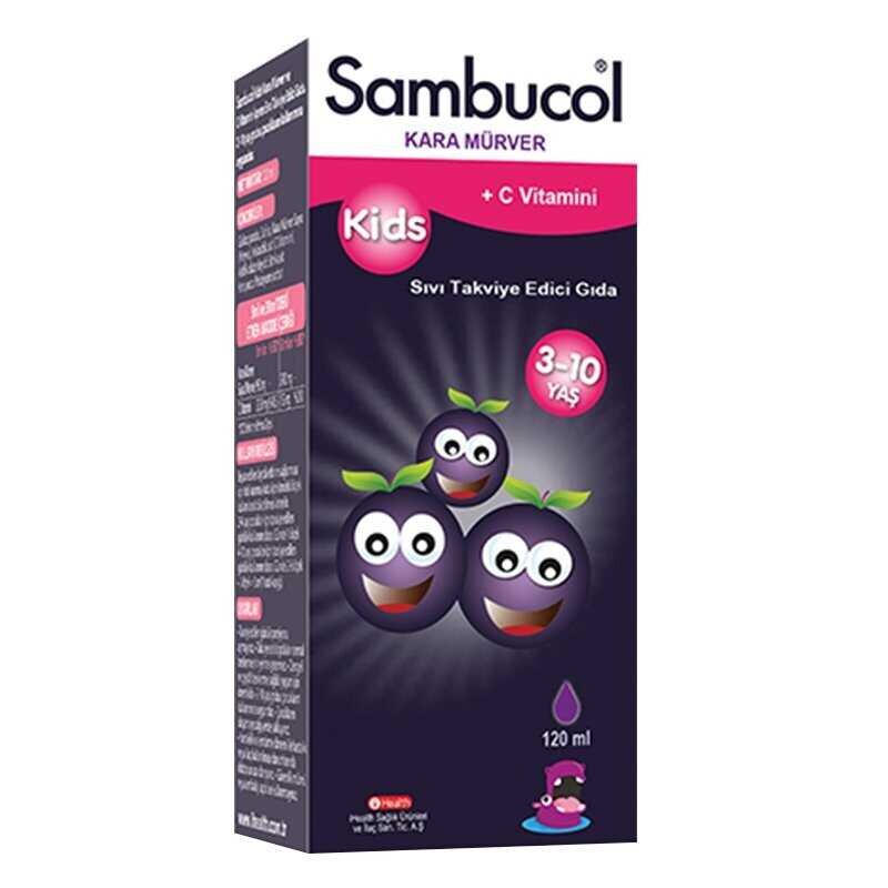 Sambucol Kids Kara Mürver C Vitamini ve Çinko İçeren Takviye Edici Gıda 120 ml - 1