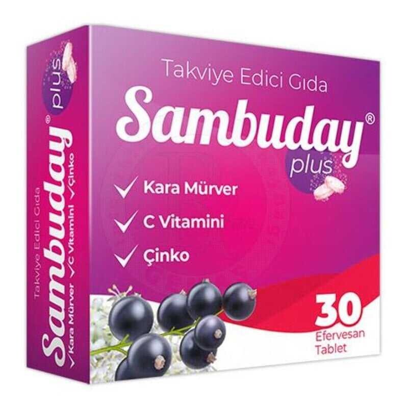 Sambuday Plus Kara Mürver, C Vitamini Ve Çinko İçeren Takviye Edici Gıda 30 Efervesan Tablet - 1