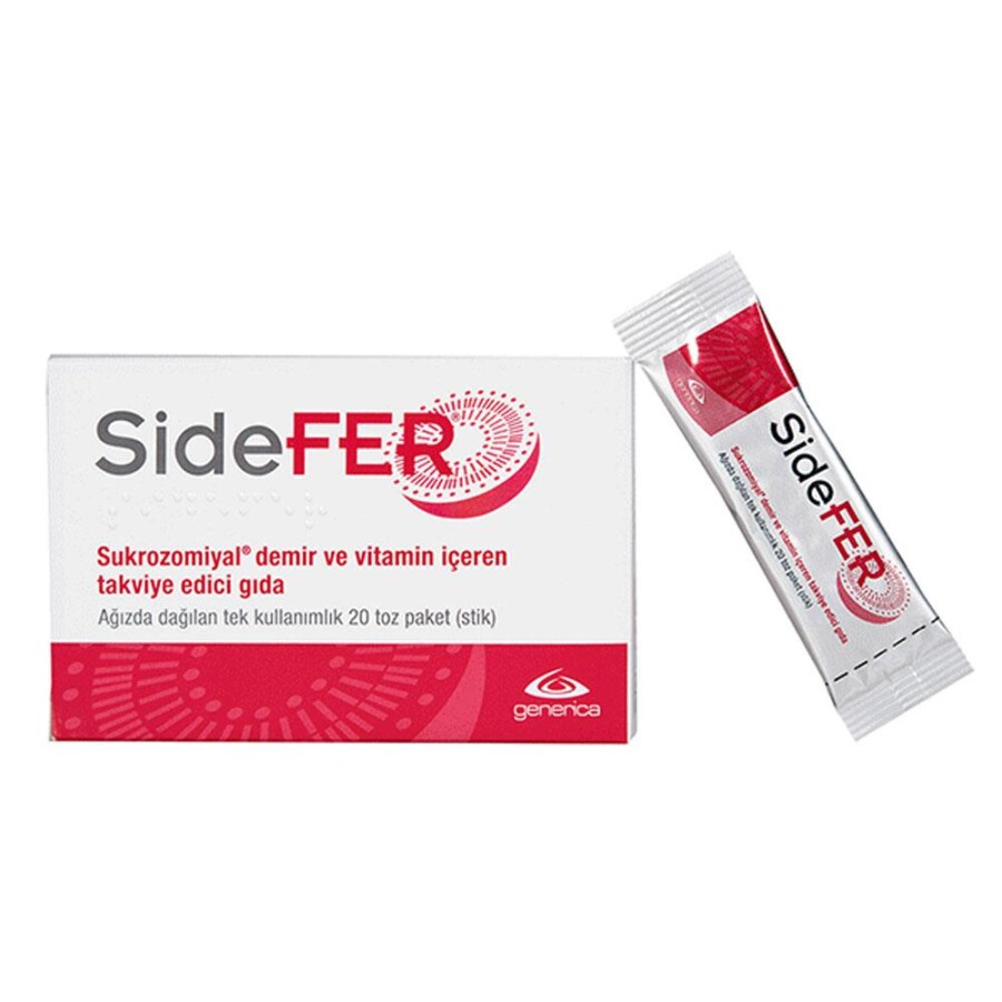 Sidefer Sukrozomiyal Demir Ve Vitamin İçeren Takviye Edici Gıda 20 Toz Paket (Stik) - 1