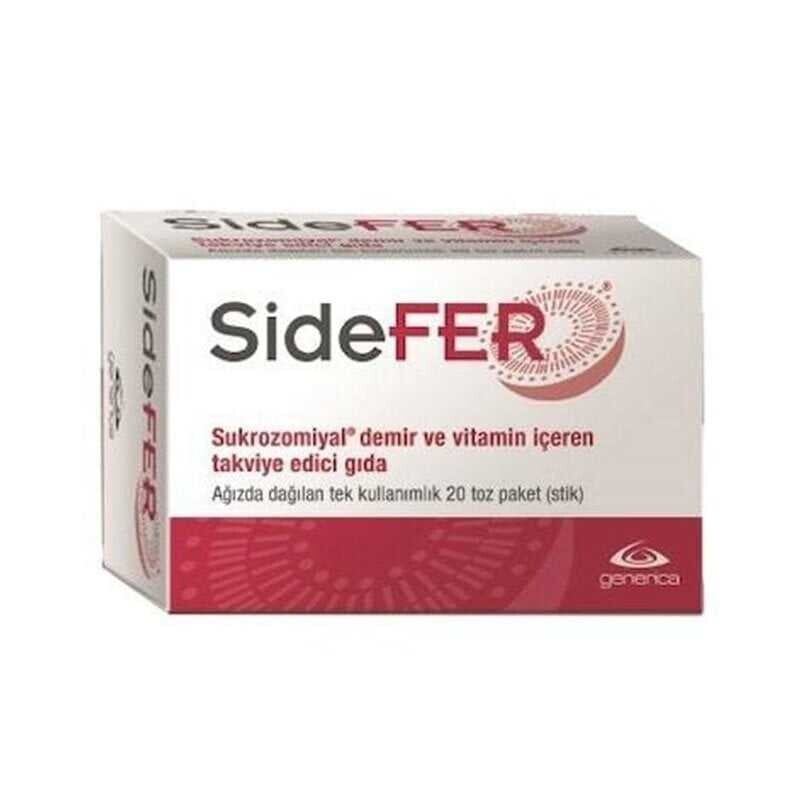 Sidefer Sukrozomiyal Demir Ve Vitamin İçeren Takviye Edici Gıda 20 Toz Paket (Stik) - 1