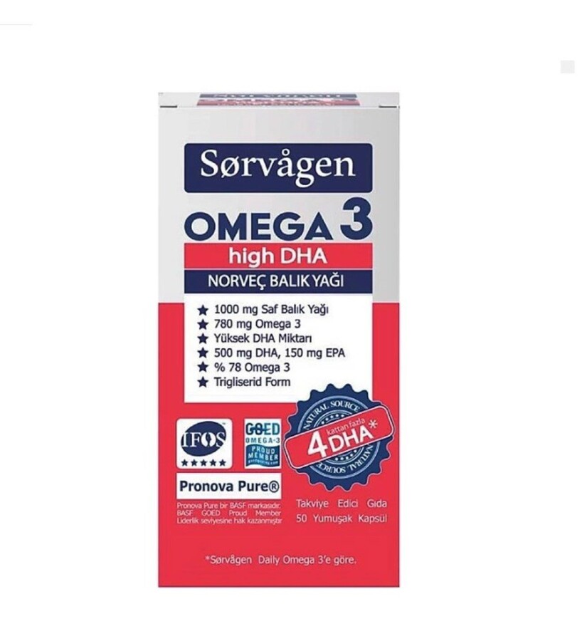 Sorvagen Omega 3 High DHA Norveç Balık Yağı 50 Kapsül - 1