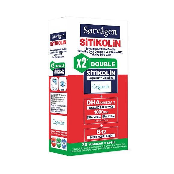 Sorvagen Smart Double Sitikolin DHA Omega 3 ve B12 30 Kapsül - 1
