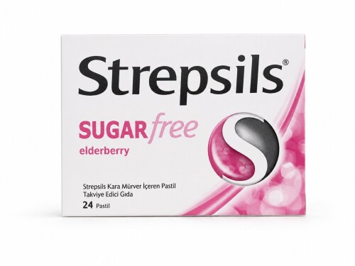 Strepsils Şekersiz Kara Mürver İçeren Pasil 24 Pastil - STREPSİLS
