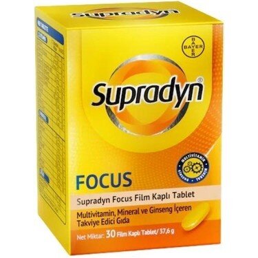Supradyn Focus Multivitamin, Multimineral Ve Ginseng İçeren Takviye Edici Gıda 30 Film Kaplı Tablet 