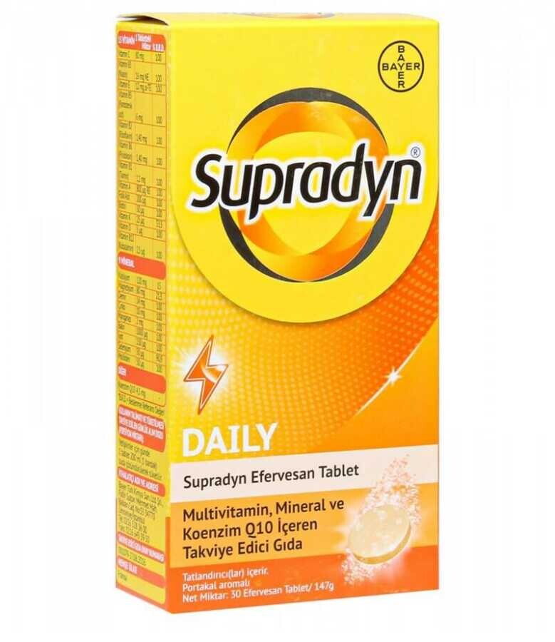 Supradyn Vitamin, Mineral ve Koenzim Q10 İçeren 30 Efervesan Tablet - 1