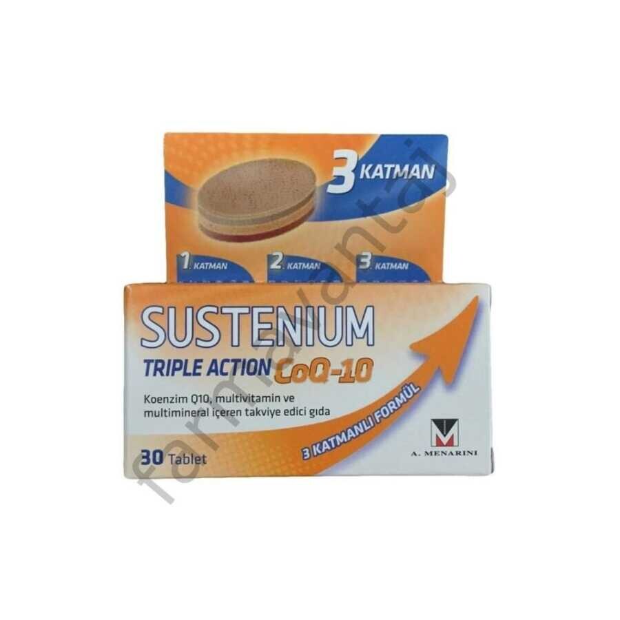 Sustenium Triple Action CoQ-10 Koenzim Q10, Multivitamin Ve Multimineral İçeren Takviye Edici Gıda 30 Tablet - 1