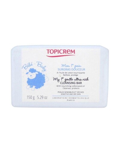 Topicrem Pamuk Çekirdeği Yağı Özlü Nazik Ultra Zengin Temizleyici Bar 150 gr - Topicrem