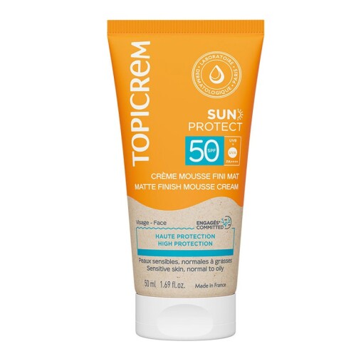 Topicrem Sun Protect Spf 50 Mat Bitişli Güneş Koruyucu Köpük Krem 50 ml - Topicrem