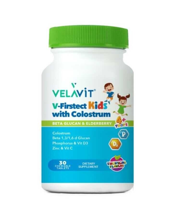 V-Firstect Kids with Colostrum Takviye Edici Gıda(Tropikal Aromalı) 30 Kapsül - 1