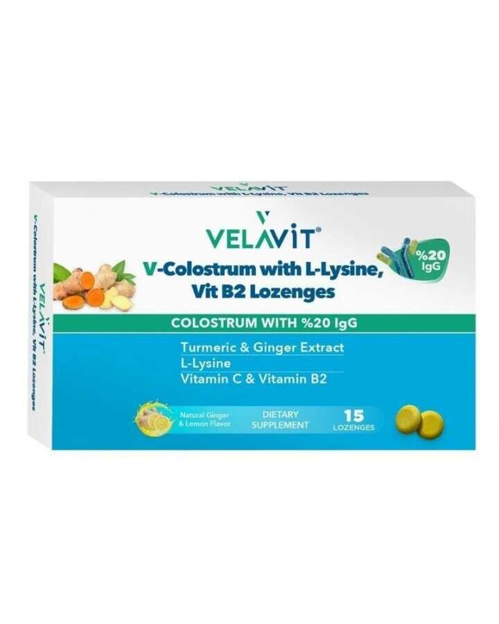 Velavit V-Colostrum With L-Lysine Vit B2 Lozenges 15 Pastil - 1