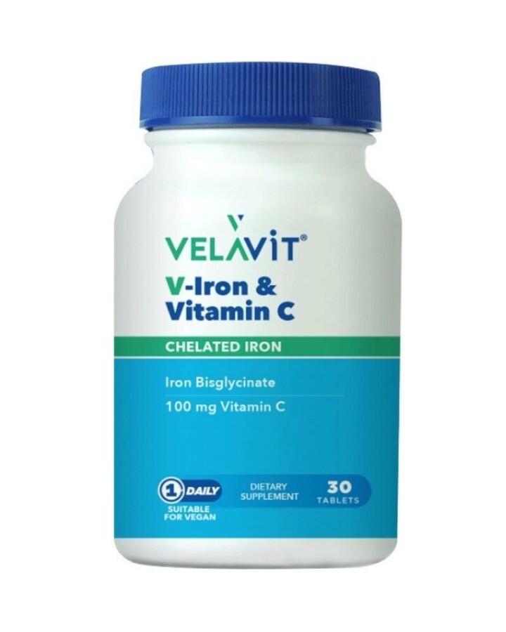 Velavit V-İron & Vitamin C İçeren Takviye Edici Gıda 30 Tablet - 1