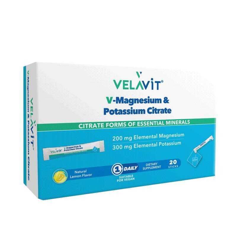 Velavit V-Magnesium & Potassium Citrate Limon Aromalı 20 Toz Poşet - 1