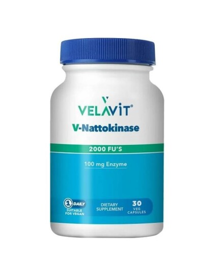 Velavit V-Nattokinase Fermente Soya Faslyesi Ekstresinden Gelen Nattokinaz İçeren Takviye Edici Gıda 30 Kapsül - Velavit