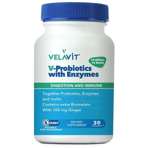 Velavit V-Probiotics Enzymes Takviye Edici Gıda 30 Kapsül - Velavit