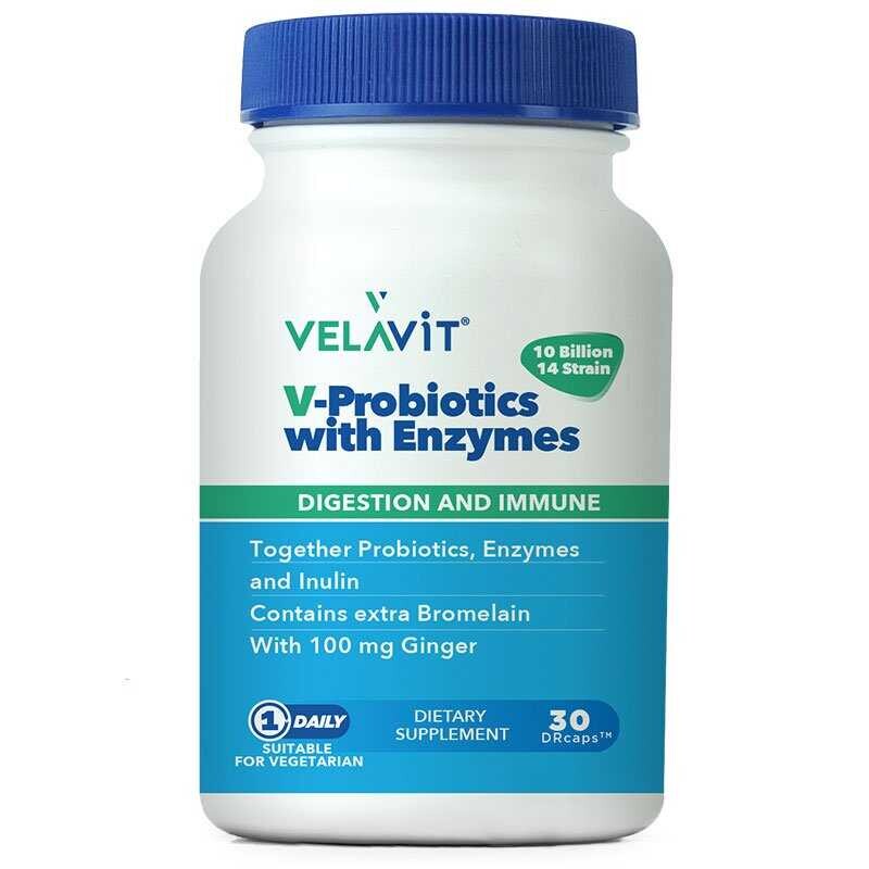 Velavit V-Probiotics Enzymes Takviye Edici Gıda 30 Kapsül - 1