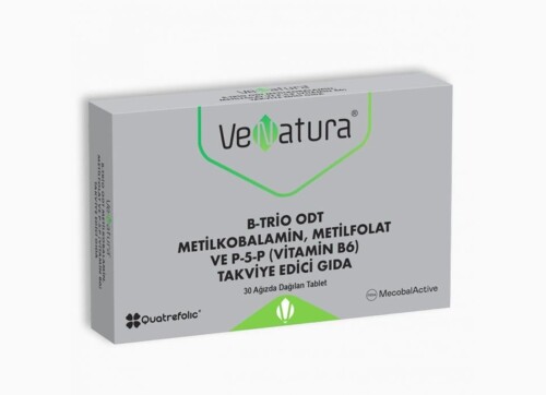 VeNatura B-Trio ODT Metilkobalamin, Metilfolat ve P-5-P Takviye Edici Gıda 30 Tablet - VeNatura