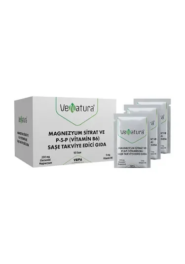 VeNatura Magnezyum Sitrat ve P-5-P (Vitamin B6) Takviye Edici Gıda 60 Saşe - 1