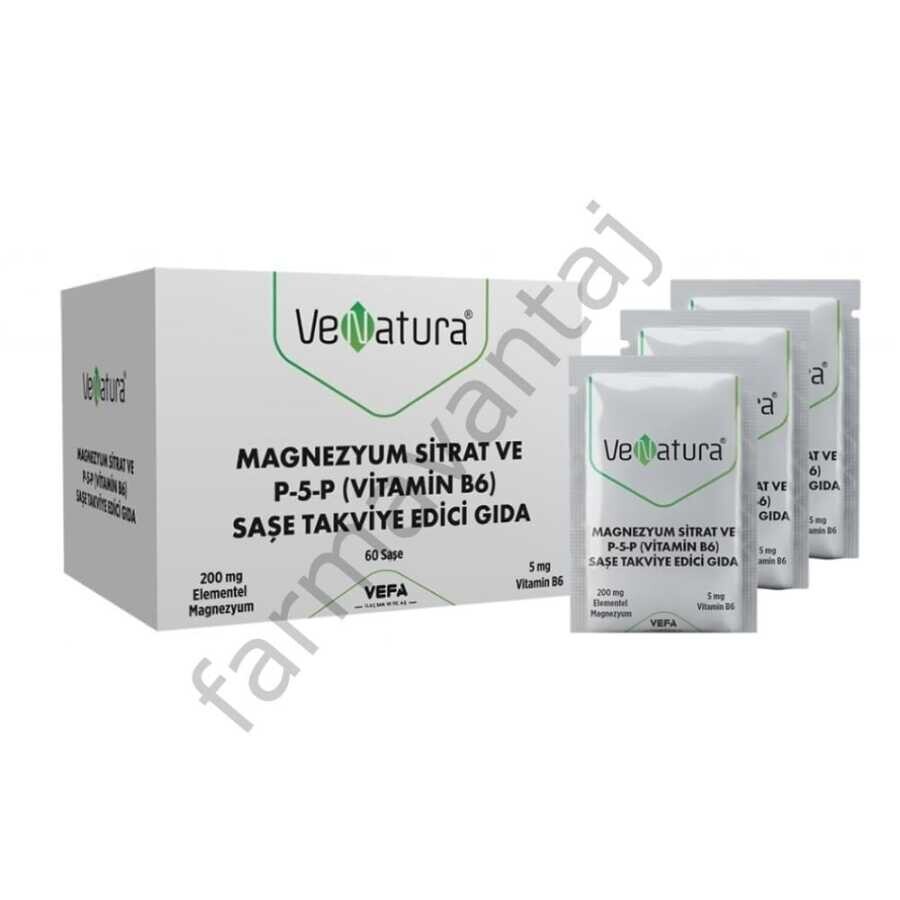 VeNatura Magnezyum Sitrat ve P-5-P (Vitamin B6) Takviye Edici Gıda 60 Saşe - 1