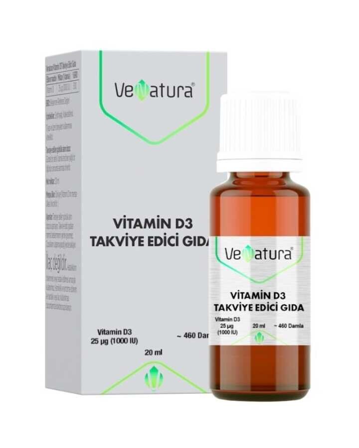 VeNatura Vitamin D3 Takviye Edici Gıda 1000 IU 20 Damla - 1