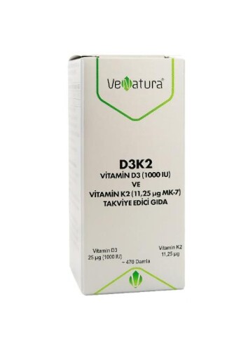 VeNatura Vitamin D3 ve Menaquinon 7 11,25 mcg 20 ml - VeNatura